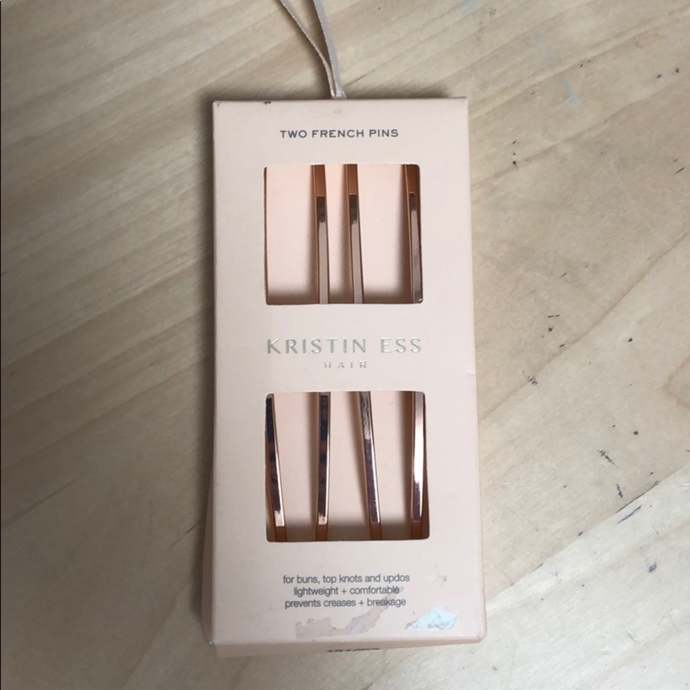 Kristin Ess Two French Hair Pins - Rose Gold - NIB